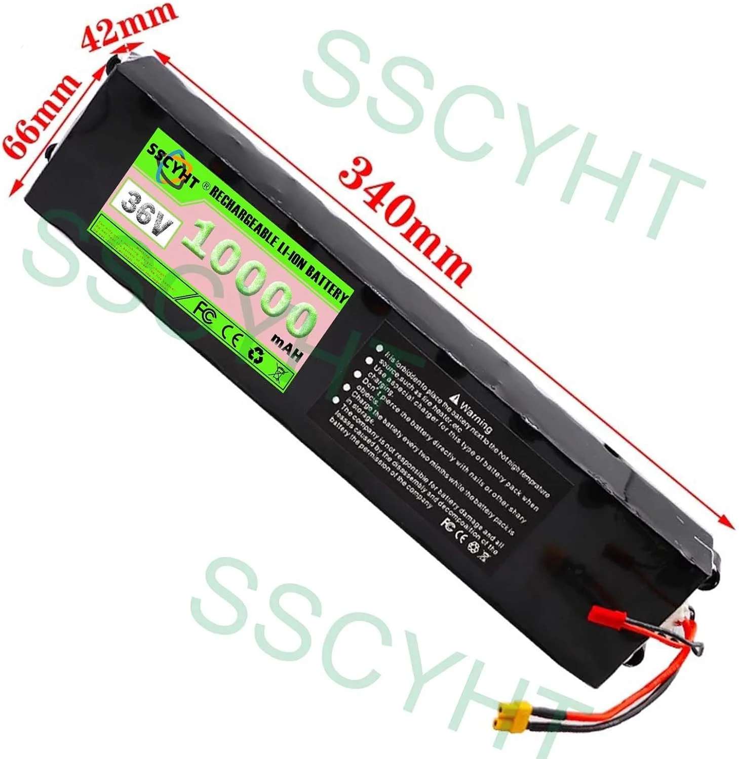 بسته باتری لیتیوم یونی 36 ولت 10 آمپر ساعت برای اسکوتر برقی، جایگزین باتری دوچرخه برقی، دارای BMS 20A داخلی برای کیت موتور دوچرخه تاشو 100W 250W 350W