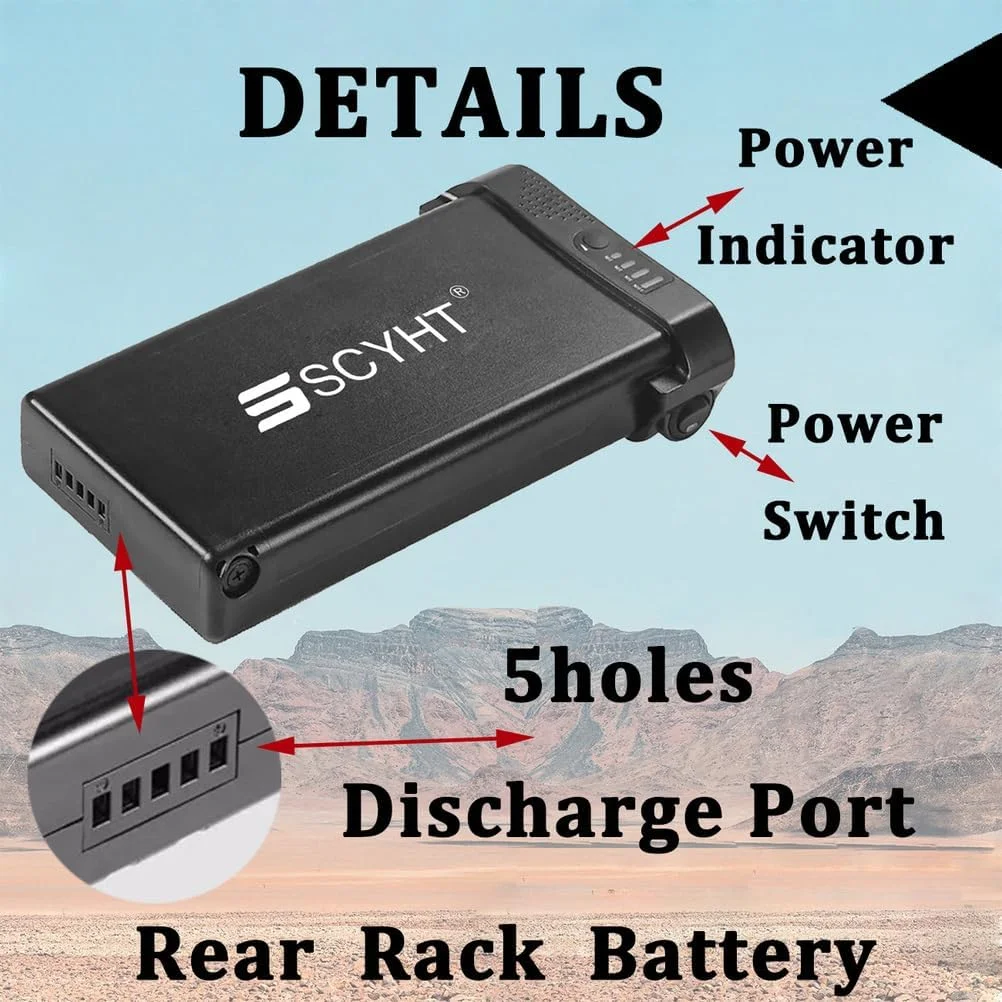 باتری لیتیومی 36 ولت 7.8 آمپر ساعت 10.5 آمپر ساعت، باتری جایگزین 36 ولت قفسه عقب 14 آمپر ساعت 10.4 آمپر ساعت، باتری های لیتیوم یونی 24 ولت برای موتورهای 200 وات - 400 وات با شارژر و پورت 5 سوراخ