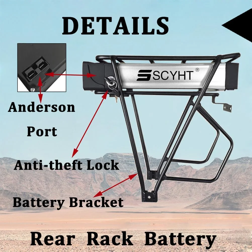 باتری لیتیومی 36 ولت 20 آمپر ساعت 18 آمپر ساعت باتری قابل جابجایی 15 آمپر ساعت باتری های لیتیوم یونی 48 ولت باتری های قفسه عقب برای موتورهای 200 وات - 1000 وات به همراه شارژر و براکت