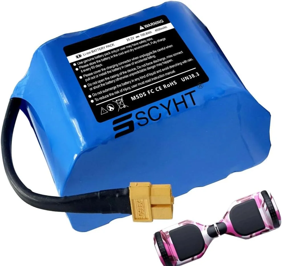 بسته باتری لیتیومی 6S 25.2V و بسته باتری لیتیومی 7S 29.4V با ظرفیت 4Ah/4000mAh، باتری های لیتیوم یونی برای جایگزینی و لوازم جانبی خودروی تعادلی، 6s 25.2v