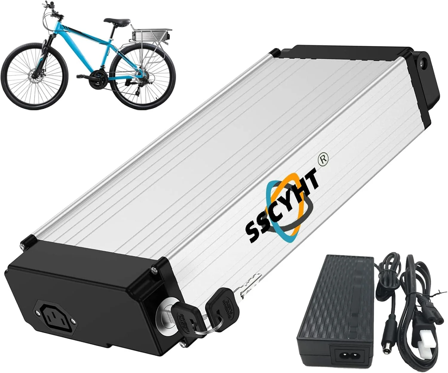 باطری لیتیومی 48V/36V 10AH 12AH 15AH 18AH برای دوچرخه برقی با قفسه عقب، باطری اسکوتر برقی 36V 20AH 23.2AH و باطری لیتیومی 48V 20.4AH