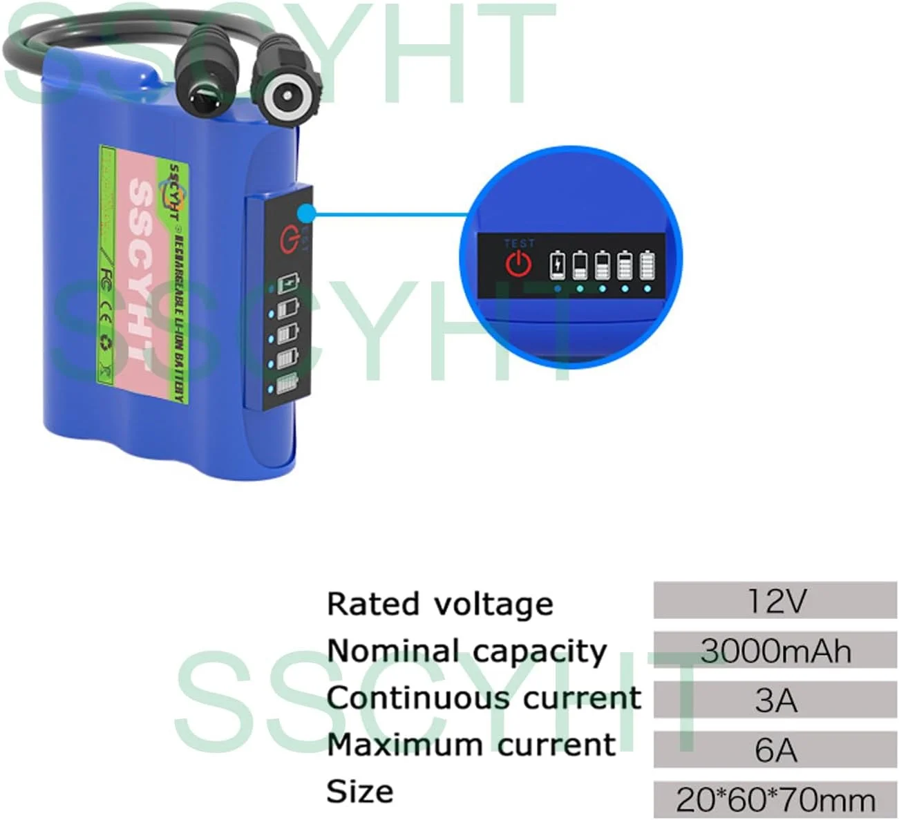 بسته باتری لیتیوم-یونی DC 12V با ظرفیت بالا 3000mAh 6000mAh 9000mAh، باتری لیتیومی قابل شارژ جایگزین برای دستگاه های قابل حمل 12V DC، 12v3000mah 1