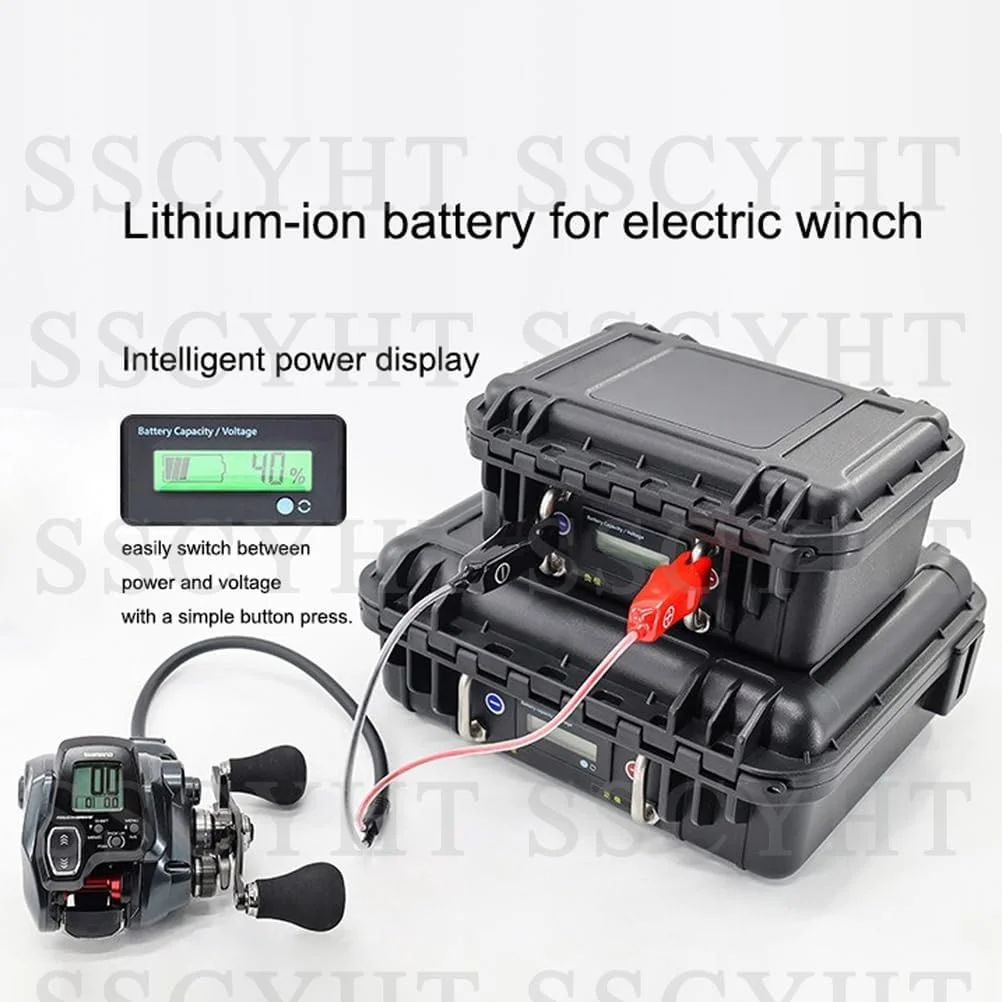 باتری قرقره برقی 12.8V/14.8V/25.6V، باتری لیتیومی جایگزین قرقره ماهیگیری برقی 14.8V 20AH 30AH 40AH 50AH برای کیت یدکی کشتی تراستر