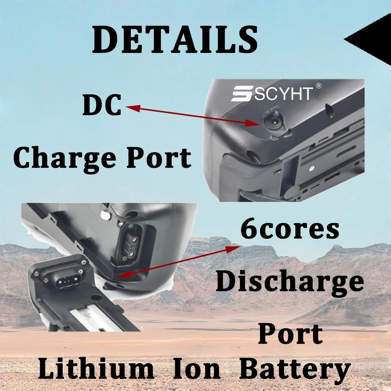 باتری لیتیوم-یونی 48 ولت 20 آمپر ساعت 18 آمپر ساعت 25 آمپر ساعت 15 آمپر ساعت، باتری جایگزین 52 ولت، باتری های لوله پایین 48 ولت برای موتورهای 250 وات - 1600 وات به همراه شارژر و پورت 6 هسته