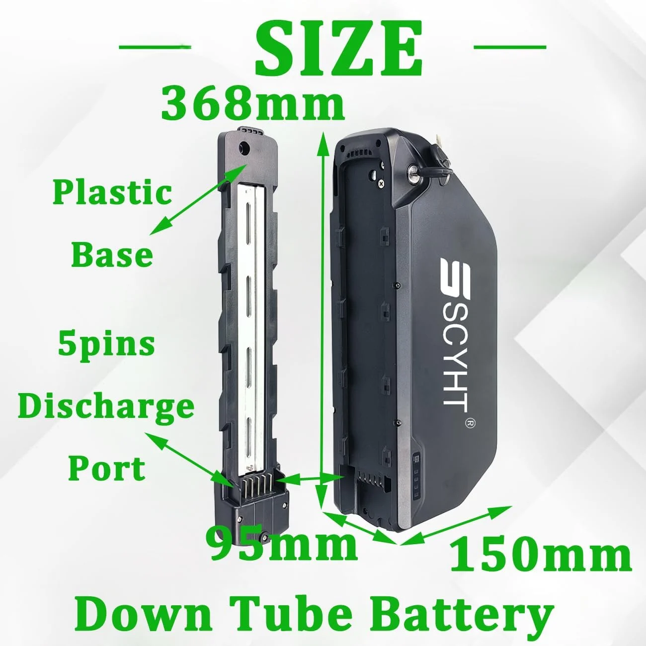 باتری لیتیوم-یونی 52 ولت 20 آمپر ساعت 24 آمپر ساعت 18 آمپر ساعت، باتری جایگزین 25 آمپر ساعت، باتری های لیتیومی 52 ولت قابل جابجایی با شارژر و پورت 5 پین برای موتورهای 250 وات - 1300 وات، 52v19.2ah پلاگین t
