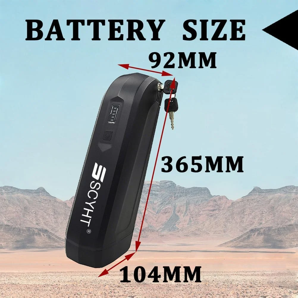 باتری لیتیوم-یونی 48 ولت 13 آمپر ساعت، باتری جایگزین 36 ولت 10 آمپر ساعت 15 آمپر ساعت، باتری لوله پایین 36 ولت برای موتورهای 250 وات - 650 وات به همراه شارژر و پورت 5 پین