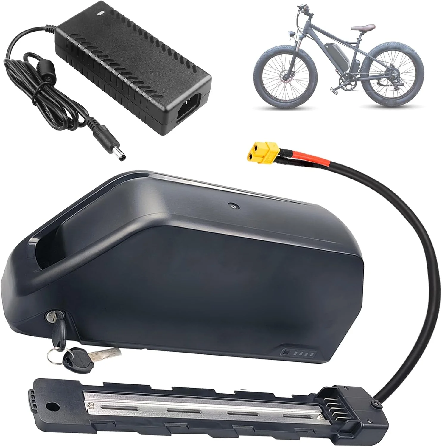 باتری لیتیوم-یونی 36 ولت 30 آمپر ساعت 25 آمپر ساعت 35 آمپر ساعت 18 آمپر ساعت، باتری جایگزین 20 آمپر ساعت، باتری های لوله پایین 36 ولت به همراه شارژر و پورت 5 پین برای موتورهای 500 وات - 1300 وات، 36v30ah xt60