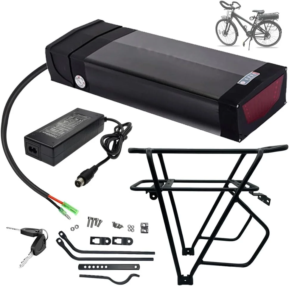 باتری لیتیوم-یونی 48 ولت 15 آمپر ساعت، 18 آمپر ساعت، 20 آمپر ساعت، باتری پشتی 36 ولت به همراه شارژر و براکت برای کیت موتور 250 وات - 1000 وات