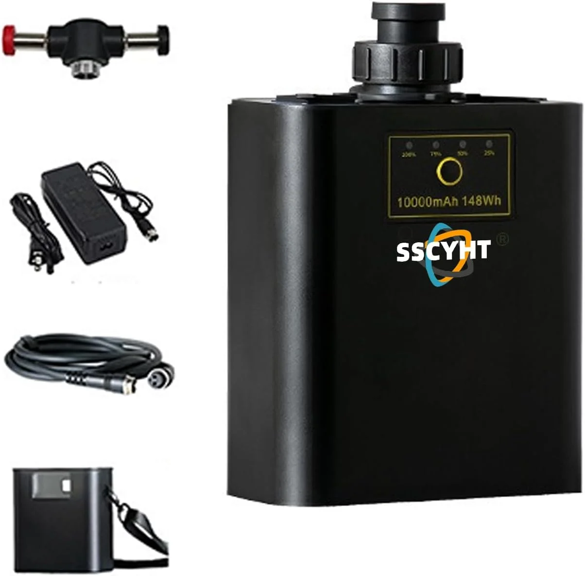 باتری لیتیومی 14.8 ولت 10000 میلی آمپر ساعت و 20000 میلی آمپر ساعت برای قرقره موتوری، وینچ قرقره ماهیگیری برقی به همراه شارژر + کابل 1.5 متری + پوشش + براکت تبدیل