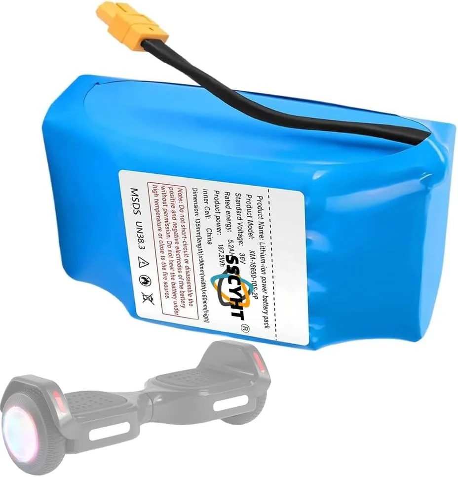 باتری لیتیومی 36 ولت 4400mAh/5200mAh با پلاگ XT60 برای اسکوتر، هاوربرد و موتور ماشین تعادل