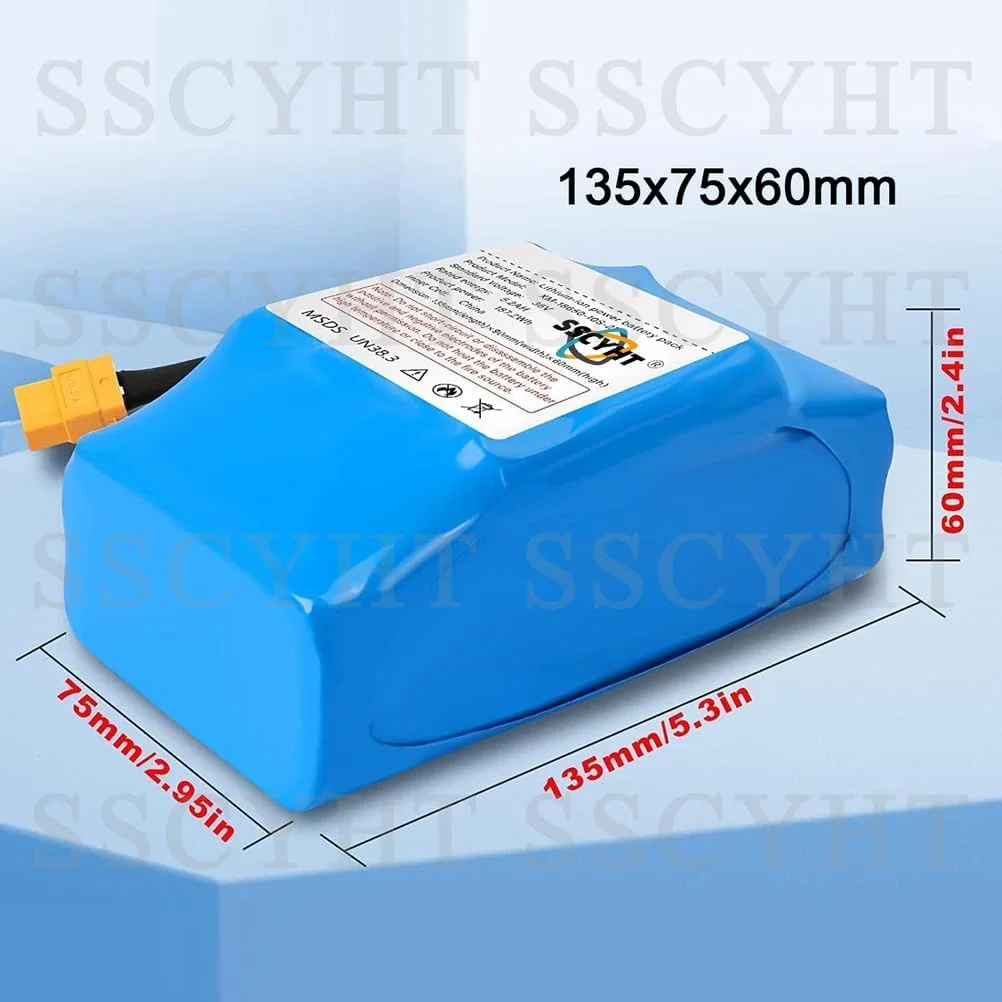 باتری لیتیومی 36 ولت 4400mAh/5200mAh با پلاگ XT60 برای اسکوتر، هاوربرد و موتور ماشین تعادل