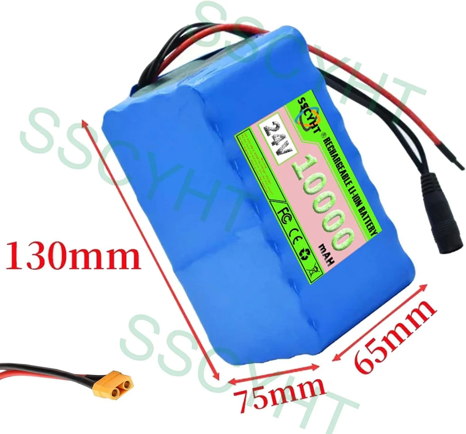 بسته باتری لیتیوم یونی 24 ولت 10 آمپر ساعت 7S4P دوچرخه برقی با شارژر و BMS برای موتورهای 50 وات 150 وات 250 وات و اسکوتر تاشو با کانکتور XT60