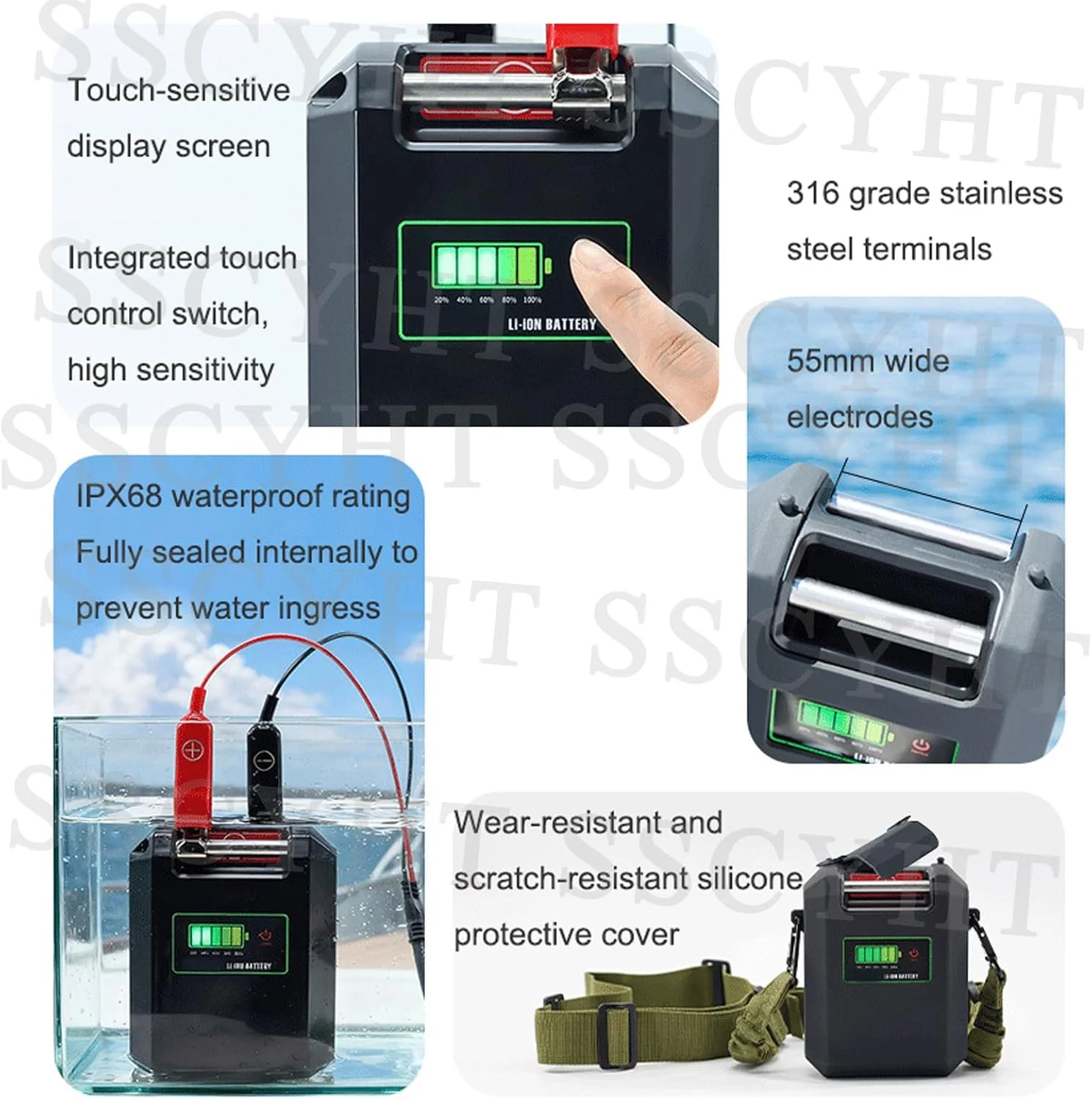 باتری لیتیومی چرخ ماهیگیری برقی 14.8 ولت 7500mAh 10000mAh 15000mAh 20000mAh به همراه شارژر/کابل/کاور/بند