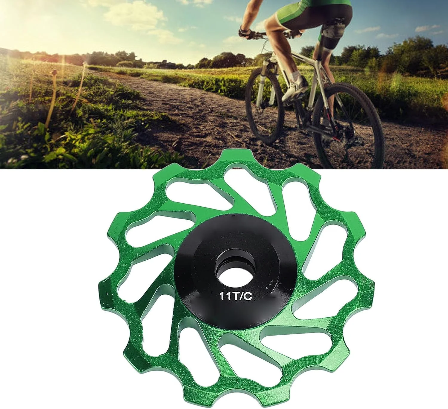 چرخ قرقره شانژمان 11T سرامیکی Jiawu، سبک و مقاوم برای دوچرخه سواری کوهستانی و جاده، قرقره راهنمای آلیاژ آلومینیوم برای شانژمان های 8-11 سرعته
