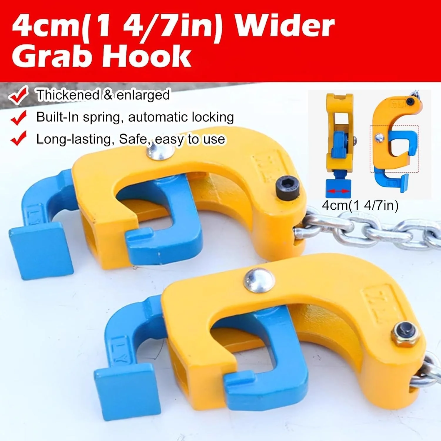 لیفتراک جرثقیل، قلاب بالابر بشکه 1 تن، بالابر زنجیری بشکه به روز شده و سنگین، با زنجیر فولادی و 2 قلاب، ابزار بلند کردن بشکه برای کارگاه کارخانه