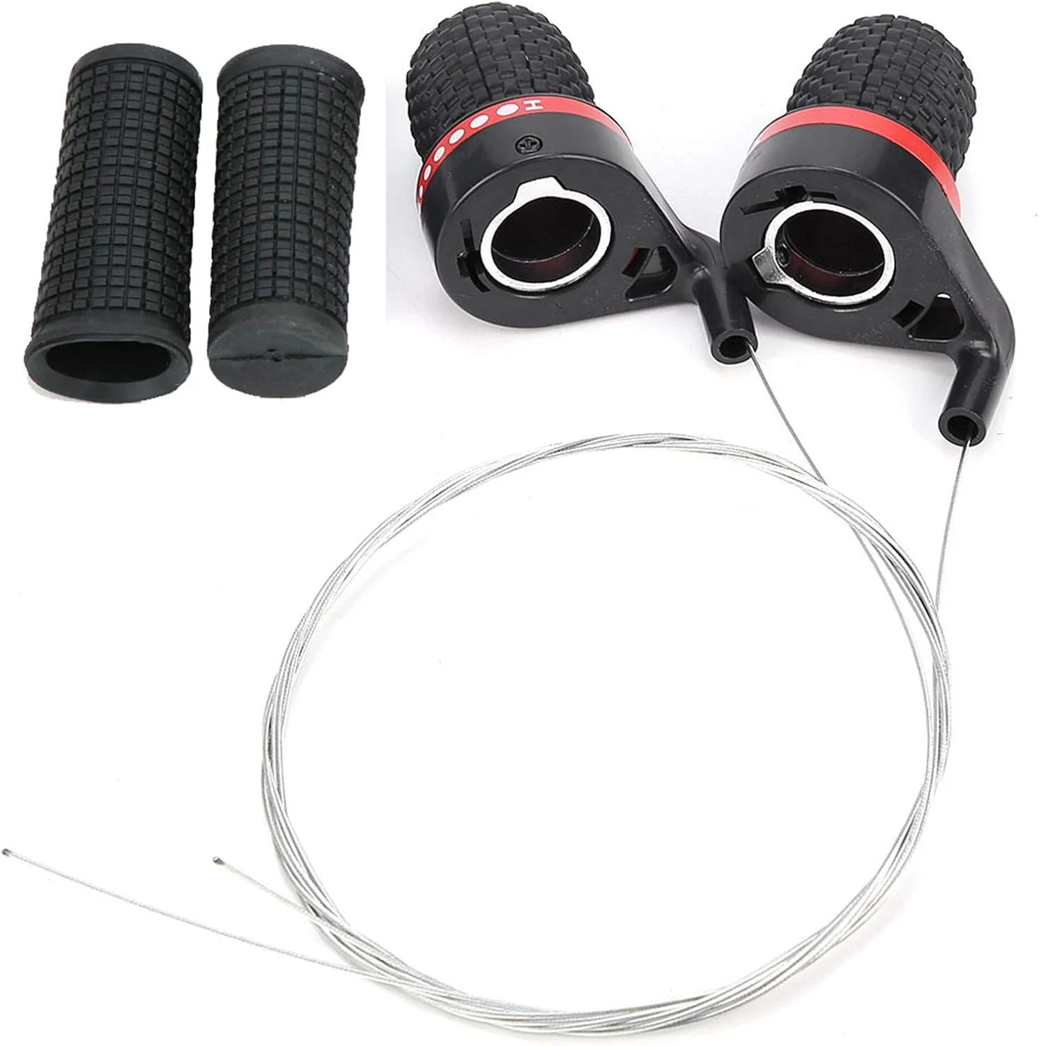 اهرم تعویض دنده دوچرخه کوهستان Elprico، اهرم تعویض دنده گریپ، انتقال دستی دسته دنده عقب ساخته شده از لاستیک، قرمز و مشکی، متوسط، 1 عدد