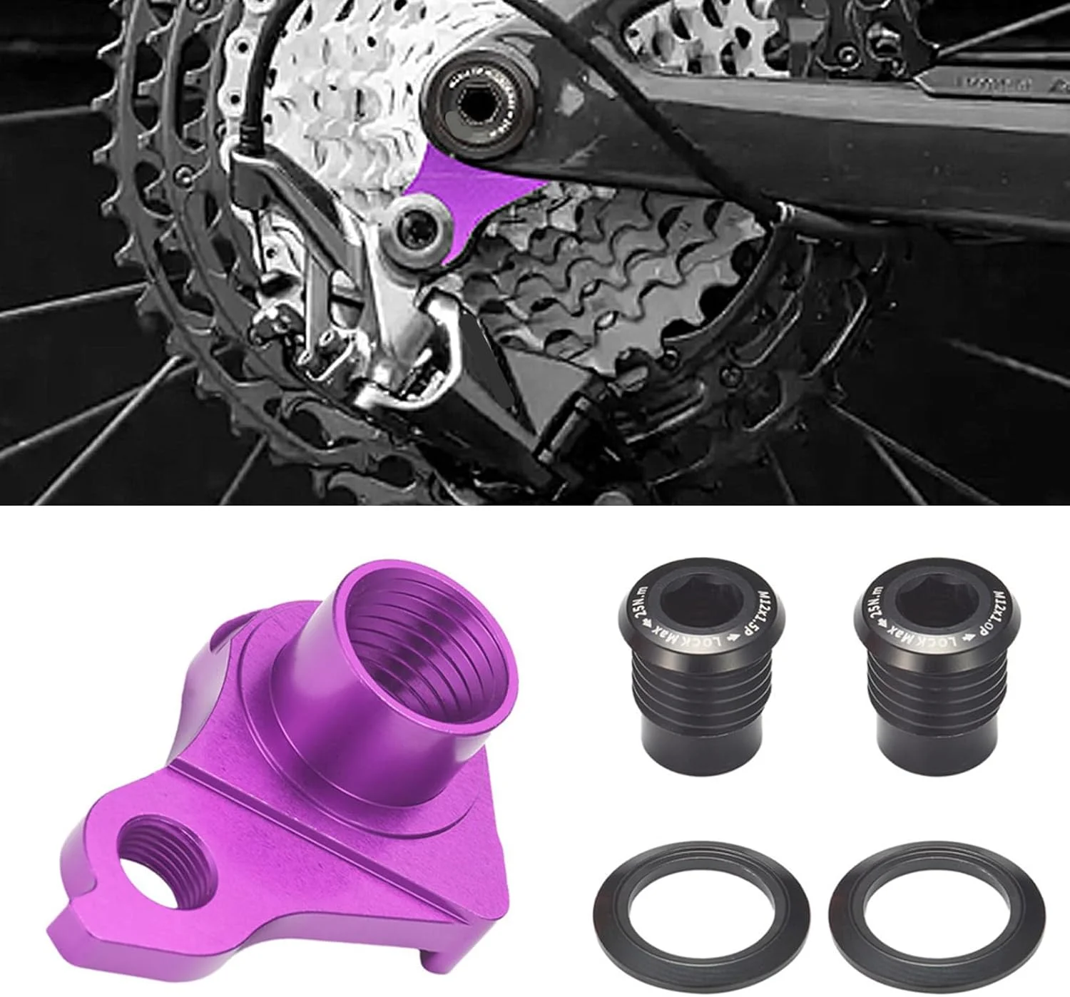 آلیاژ آلومینیوم ماشین‌کاری شده با دوام، آویز شانژمان دوچرخه، رزوه معکوس، مناسب برای اکثر فریم‌های دوچرخه، قلاب شانژمان عقب دوچرخه