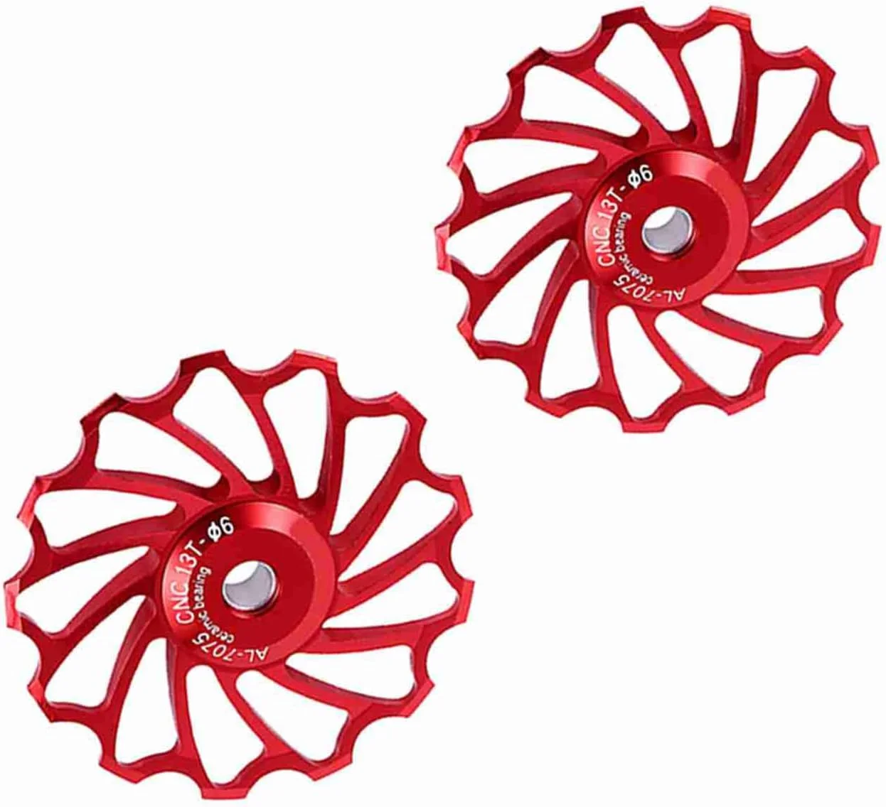 چرخ دنده قرقره بلبرینگ شانژمان عقب 13T سبک وزن سوراندی، آلیاژ آلومینیوم بادوام، بلبرینگ توپی روان، برای دوچرخه سواران با دوچرخه های 7/8/9/10 سرعته (قرمز #04)