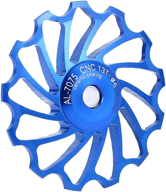 چرخ دنده قرقره بلبرینگ شانژمان عقب 13T سبک وزن سوراندی، آلیاژ آلومینیوم بادوام، بلبرینگ توپی روان، برای دوچرخه سواران با دوچرخه های 7/8/9/10 سرعته (آبی #05)