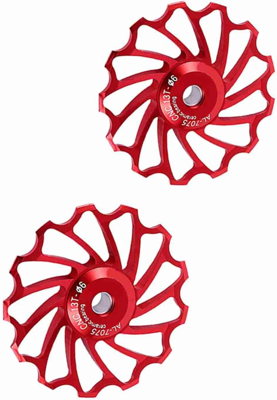 چرخ دنده قرقره بلبرینگ شانژمان عقب 13T سبک وزن سوراندی، آلیاژ آلومینیوم بادوام، بلبرینگ توپی روان، برای دوچرخه سواران با دوچرخه های 7/8/9/10 سرعته (قرمز #04)