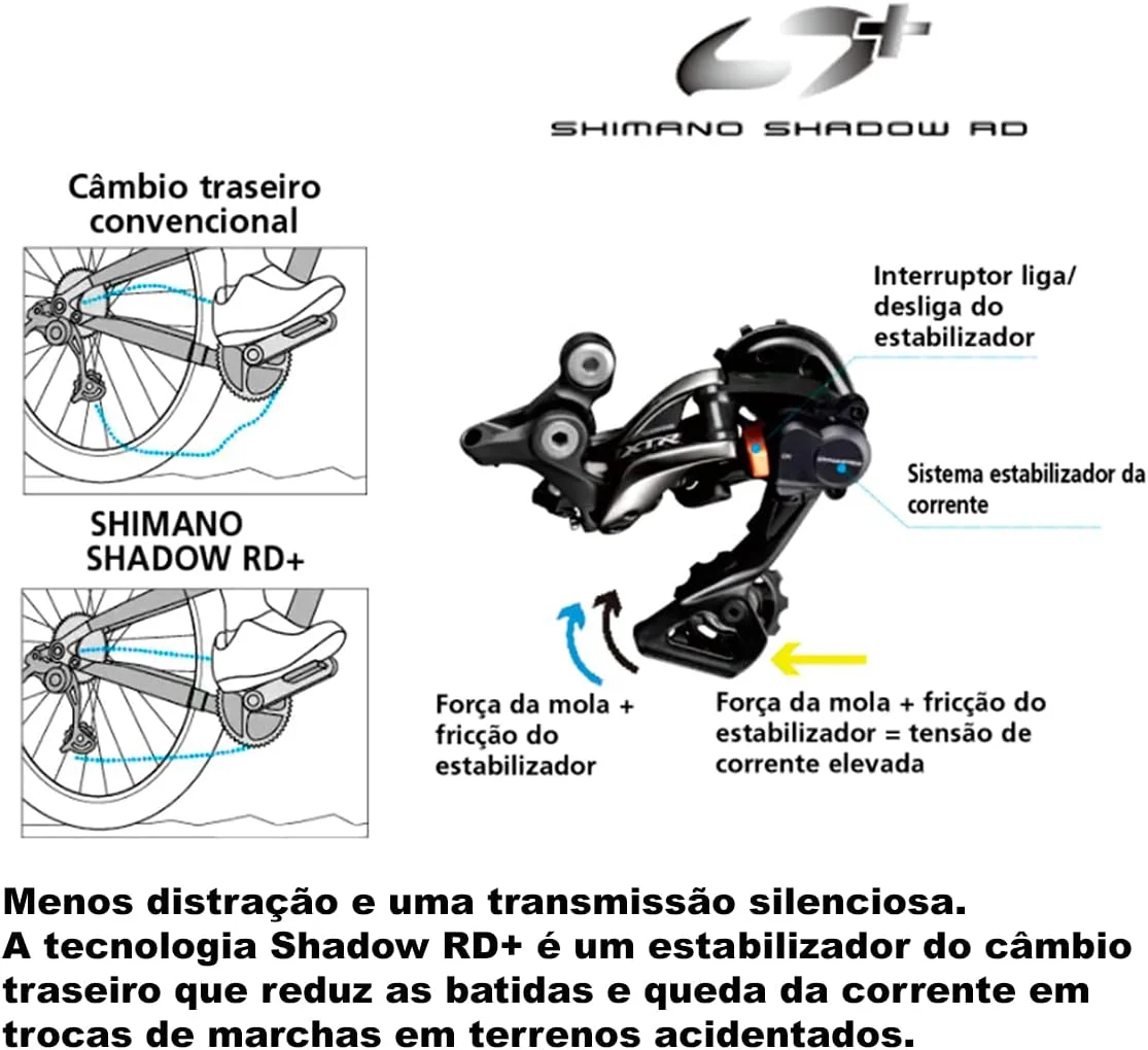 شانژمان عقب شیمانو Deore M6100، ۱۲ سرعته، Shadow+، SGS قفس بلند، مشکی