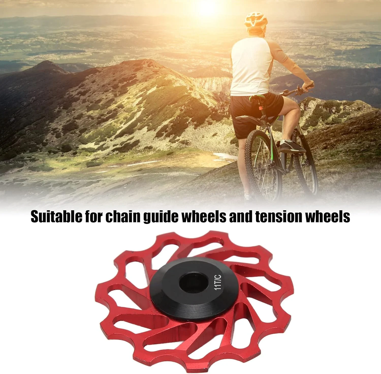 قرقره شانژمان عقب، چرخ بلبرینگ سرامیکی 11T 8 9 10 11 سرعته CNC Tension برای دوچرخه کوهستان (قرمز)