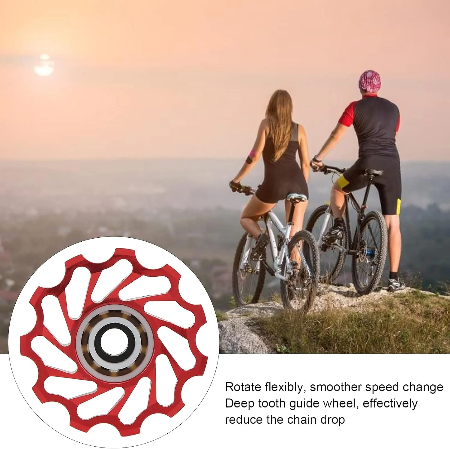 قرقره شانژمان عقب، چرخ بلبرینگ سرامیکی 11T 8 9 10 11 سرعته CNC Tension برای دوچرخه کوهستان (قرمز)