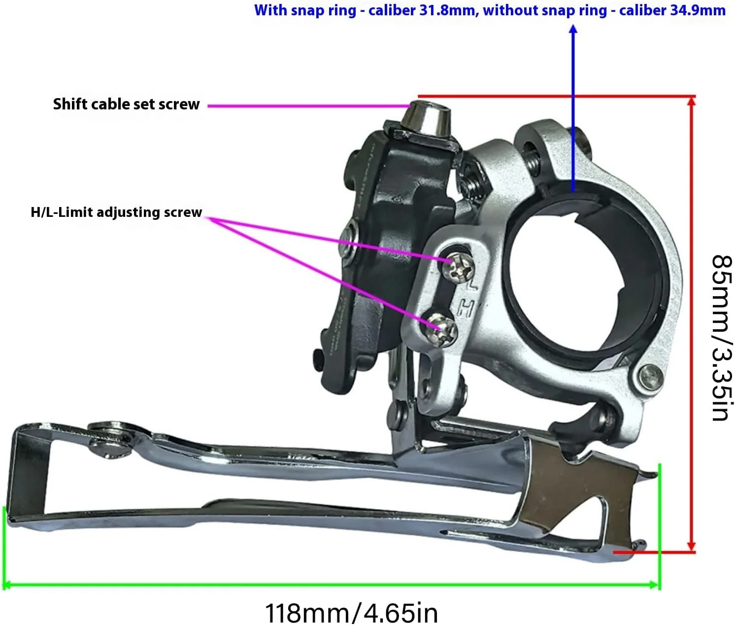 طبق عوض کن جلو دوچرخه سیستم 9/27 سرعته فولادی بادوام با نصب آسان و حرکت روان زنجیر