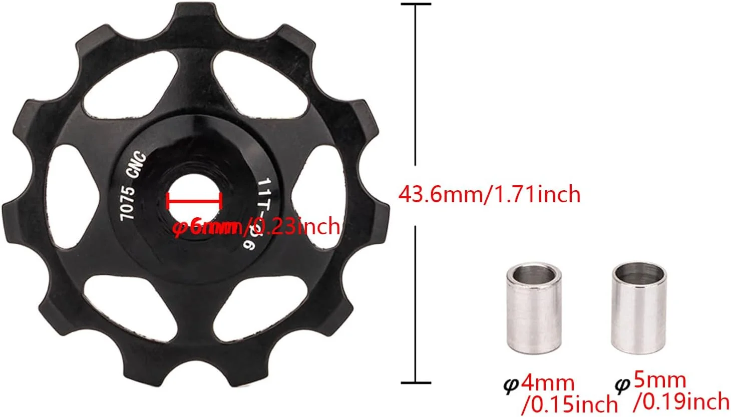 چرخ دنده قرقره شانژمان دوچرخه آلیاژ آلومینیوم 11T، قطعه چرخ راهنمای عقب دوچرخه