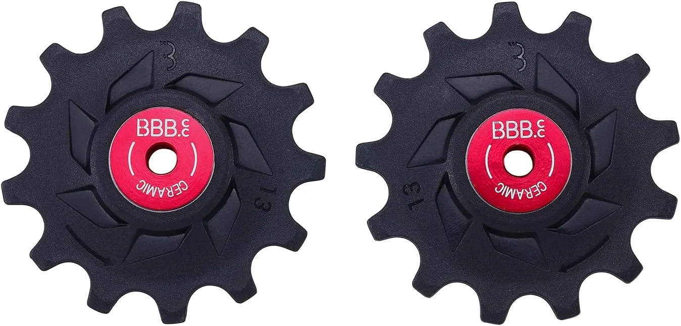قرقره دنده عقب سرامیکی 13 دندانه BBB Cycling، مناسب شانژمان Shimano 12 سرعته، غلتک های دوچرخه شهری، جاده ای و کوهستانی، مدل RollerBoys Ceramic BDP-19، مشکی