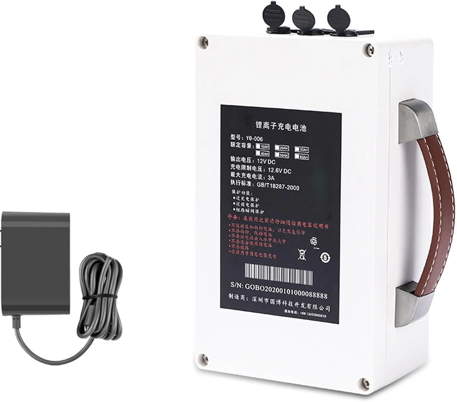 باتری لیتیومی قابل شارژ 12 ولت 10 آمپر ساعت، 20 آمپر ساعت، 30 آمپر ساعت، 40 آمپر ساعت، 50 آمپر ساعت، 60 آمپر ساعت، پاور بانک پشتیبان 12 ولت برای نور ماهیگیری، مانیتورینگ، ماهی یاب به همراه شارژر، 12 ولت، 30 آمپر ساعت