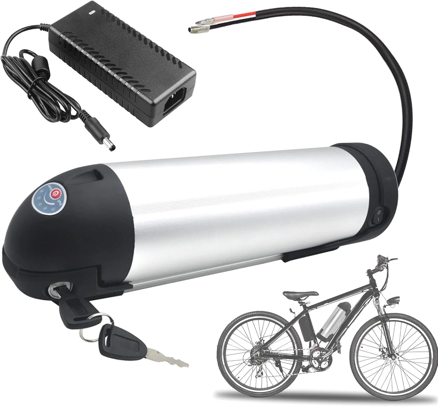 باتری لیتیومی 36 ولت و 48 ولت با ظرفیت های 14.5 آمپر ساعت، 16 آمپر ساعت و 17.5 آمپر ساعت به همراه شارژر و پورت 4 پین برای موتورهای 250 تا 850 وات