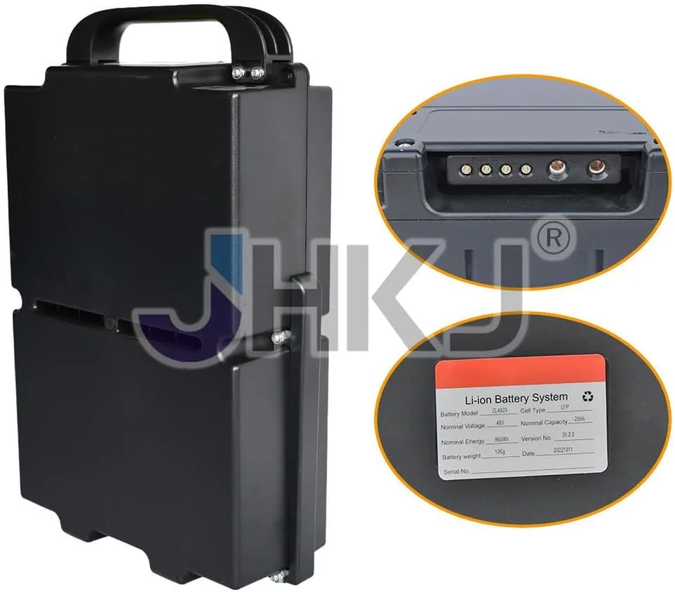 باطری لیتیومی 48 ولت 20 آمپر ساعت و 30 آمپر ساعت بدون نیاز به نگهداری برای موتورهای 900 تا 1400 وات، باطری لیفتراک برقی 48 ولت به همراه دستگیره