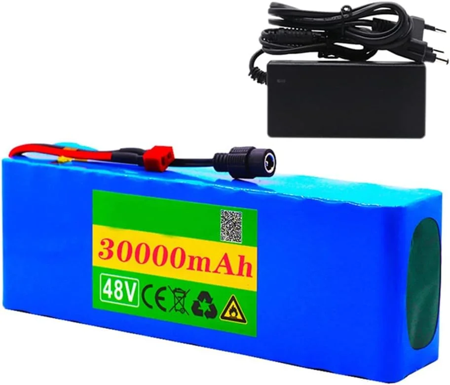 بسته باتری لیتیوم یون 48 ولت 30 آمپر ساعت JHKZUDG برای دوچرخه برقی/اسکوتر برقی، به همراه شارژر باتری لیتیومی 48 ولت، مناسب برای موتورهای 350W - 1000W