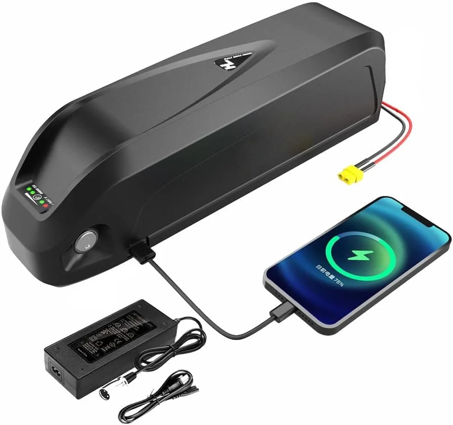 باتری لیتیومی 24 ولت 10 آمپر ساعت 13 آمپر ساعت، باتری قابل تعویض 36 ولت 15 آمپر ساعت 17.5 آمپر ساعت، باتری لوله پایین 48 ولت 20 آمپر ساعت 24.5 آمپر ساعت با شارژر برای کیت موتور 250 وات - 1100 وات