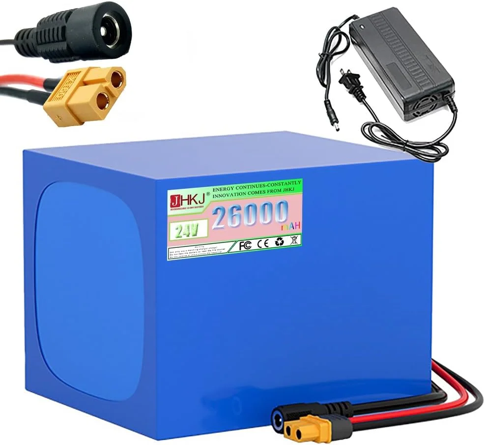 باتری لیتیومی 24 ولت 26 آمپر ساعت برای قایق ماهیگیری، باتری 12 ولت 30 آمپر ساعت برای اسکوتر تعادلی، باتری پمپ آب با شارژر و پلاگ DC برای کیت موتور 350W-600W