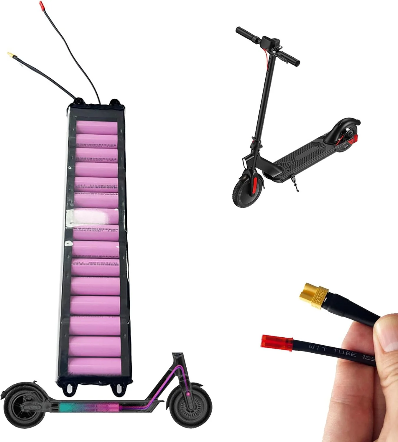 بسته باتری لیتیومی اسکوتر برقی 36 ولت با ظرفیت بالا 4.4 آمپر ساعت، 5.2 آمپر ساعت، 6.6 آمپر ساعت، 7.8 آمپر ساعت، 10.4 آمپر ساعت، جایگزین باتری لیتیوم یونی برای کیت موتور اسکوتر برقی M365