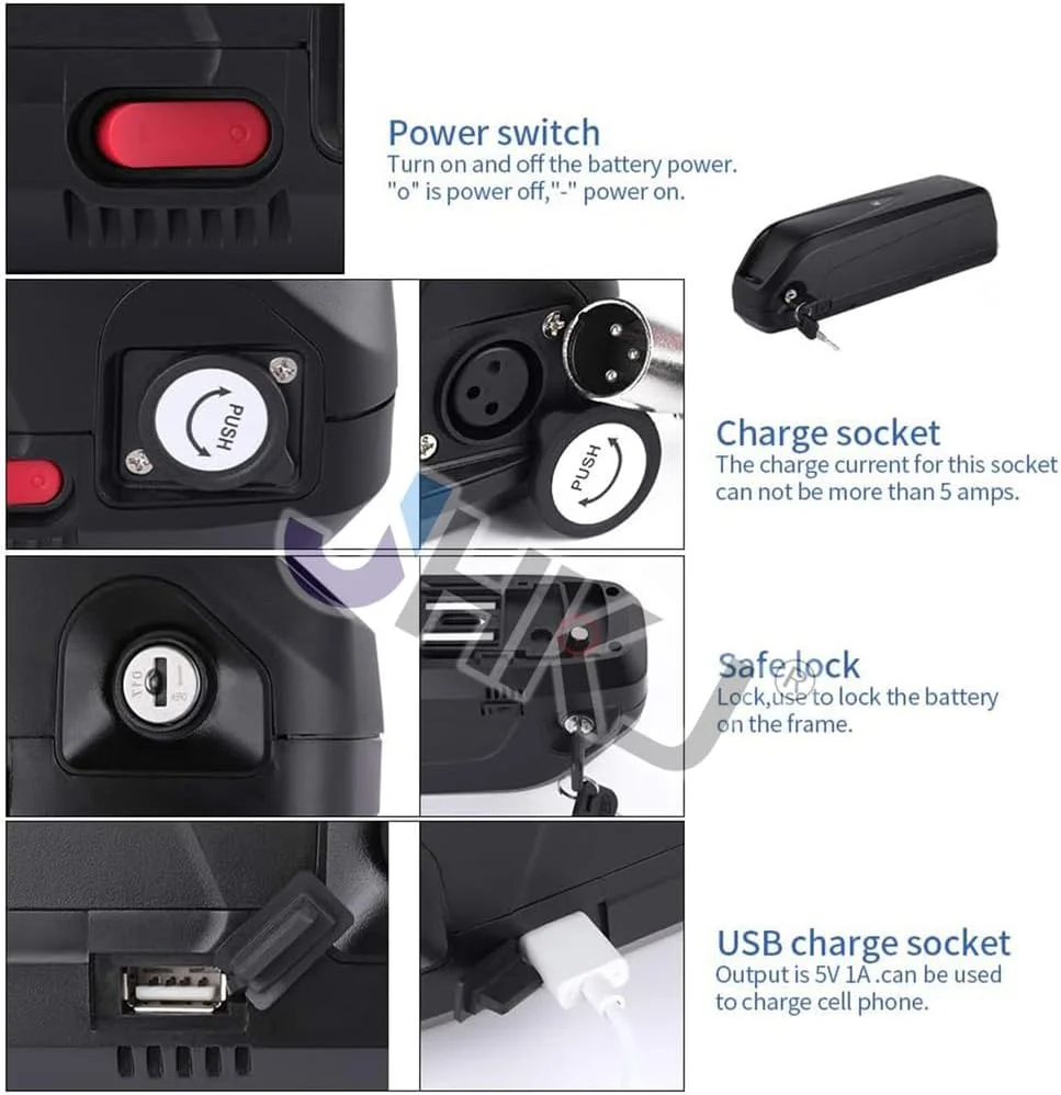 باتری لیتیوم یون 48 ولت 13 آمپر ساعت، 15 آمپر ساعت، 17.5 آمپر ساعت، 20 آمپر ساعت، باتری لوله پایین 48 ولت دوچرخه برقی با شارژر و پورت 5 پین برای کیت موتور 620 وات - 960 وات باتری لیتیوم یون 48 ولت 13 آمپر ساعت، 15 آمپر ساعت، 17.5 آمپر ساعت، 20 آمپر ساعت، باتری لوله پایین 48 ولت دوچرخه برقی با شارژر و پورت 5 پین برای کیت موتور 620 وات - 960 وات