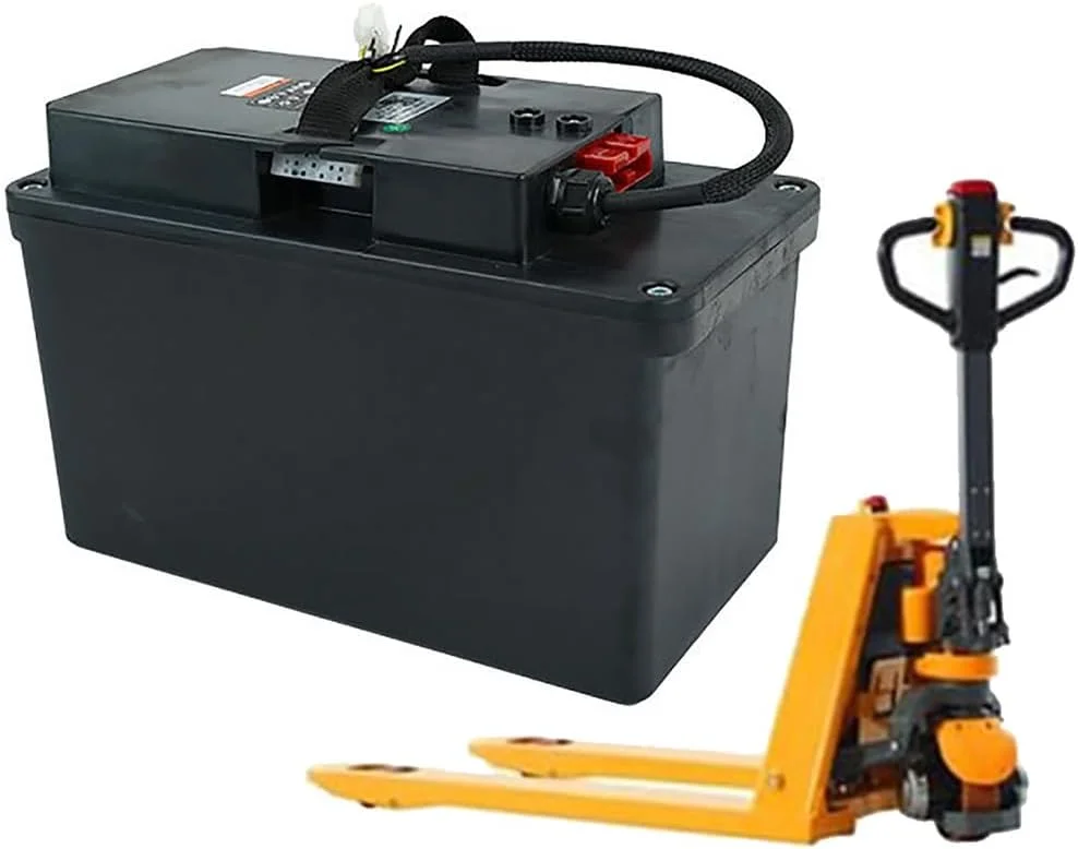 لیفتراک/استاکر برقی 24 ولت با باتری لیتیومی 24 ولت 40 آمپر ساعت بدون نیاز به نگهداری، مناسب برای کیت های تبدیل موتور 950 وات با دسته