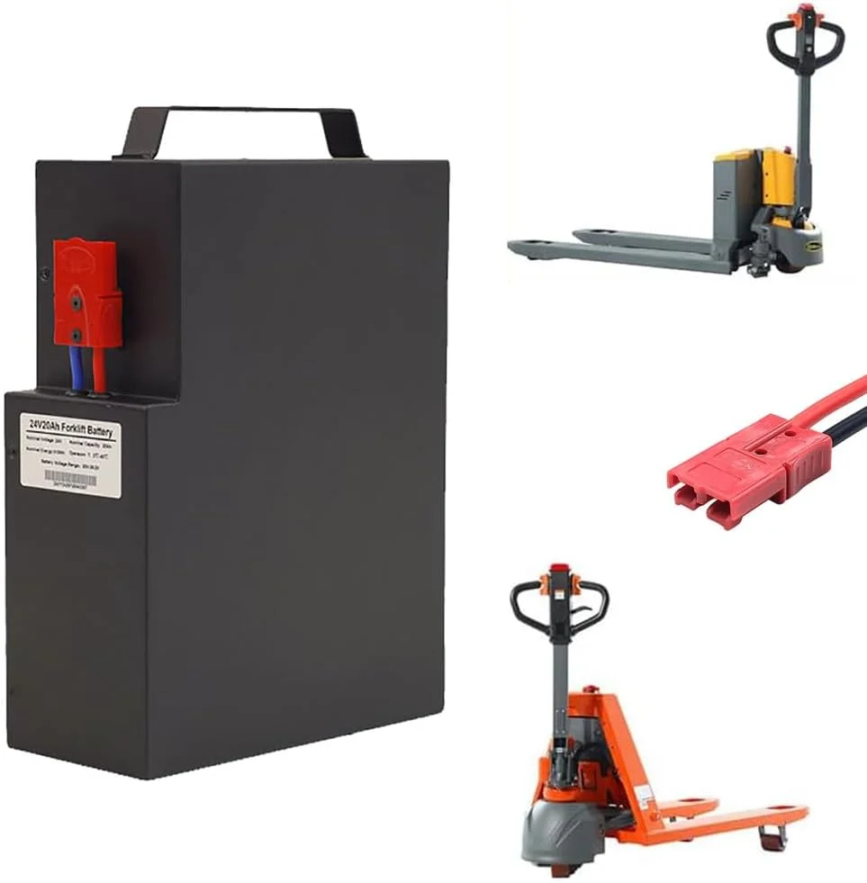 باطری لیتیومی 24 ولت استاکر برقی و پالت تراک 24 ولت 20 آمپر ساعت با دسته قابل حمل مناسب برای کیت های تبدیل موتور 500 وات