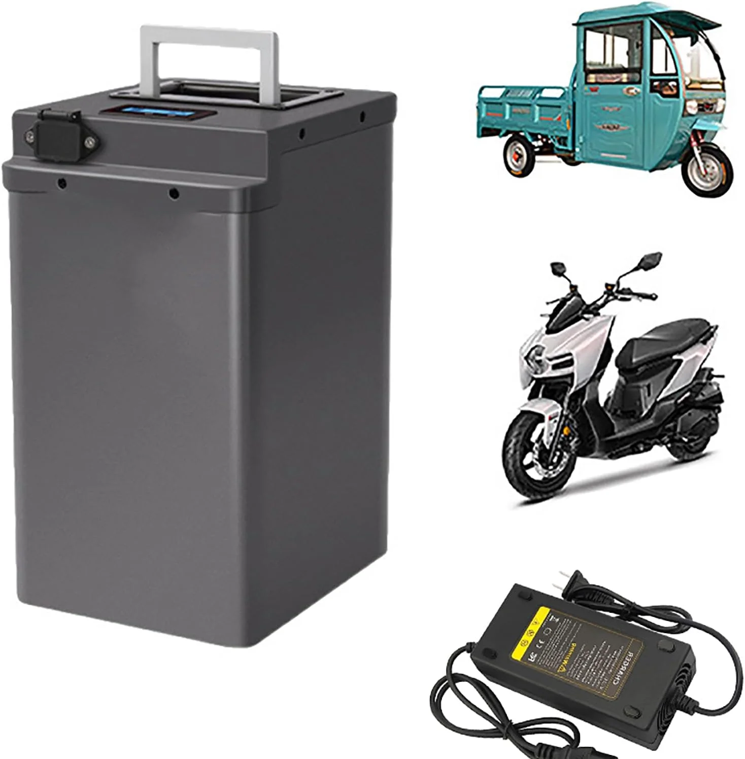 باطری موتور سیکلت برقی 48V 60V 72V 50Ah LiFePO4 فسفات آهن لیتیوم به همراه شارژر برای کیت موتور سه چرخه و موتور برقی 2400W-3600W
