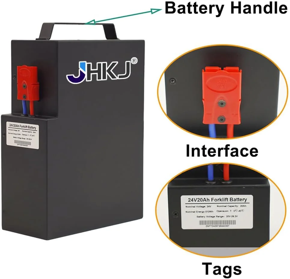 باطری لیتیومی 24 ولت استاکر برقی و پالت تراک 24 ولت 20 آمپر ساعت با دسته قابل حمل مناسب برای کیت های تبدیل موتور 500 وات