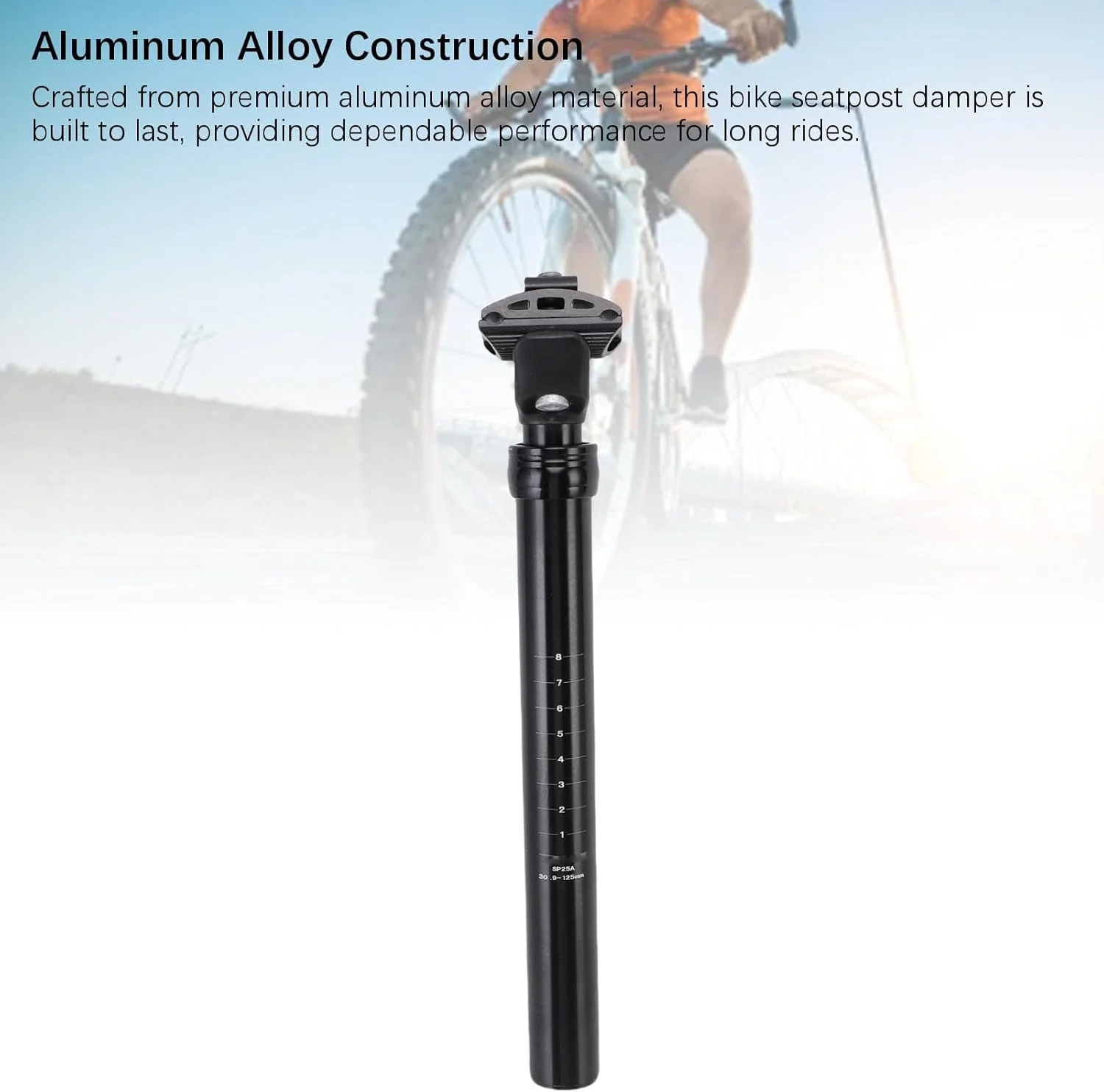 میله زین دوچرخه با سیستم تعلیق، کمک فنرهای قابل تنظیم، اهرم دستی 30.9 میلی متر، کورس 125 میلی متر، آلیاژ آلومینیوم برای دوچرخه سواری، تنظیمات آسان