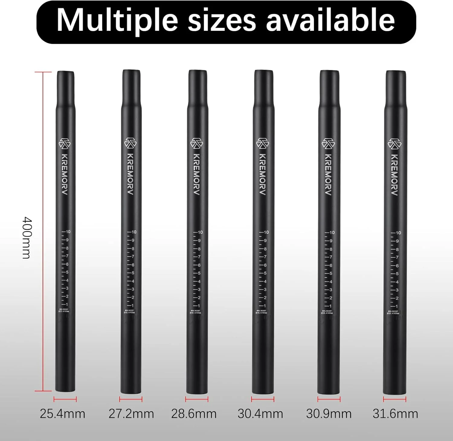 لوله زین دوچرخه به طول 400 میلی متر، لوله زین دوچرخه آلیاژ آلومینیوم برای دوچرخه کوهستان، دوچرخه جاده، دنده ثابت BMX