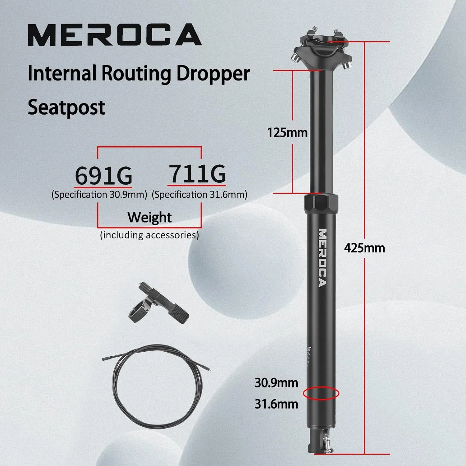 لوله زین متحرک برای دوچرخه کوهستان، سایز 30.9/31.6 میلی متر، 125 میلی متر جابجایی، بدنه آلومینیومی، همراه با اهرم کنترل از راه دور و کیت کابل، مناسب برای دوچرخه کوهستان/دوچرخه برقی با سیم کشی داخلی لوله زین متحرک برای دوچرخه کوهستان، سایز 30.9/31.6 میلی متر، 125 میلی متر جابجایی، بدنه آلومینیومی، همراه با اهرم کنترل از راه دور و کیت کابل، مناسب برای دوچرخه کوهستان/دوچرخه برقی با سیم کشی داخلی