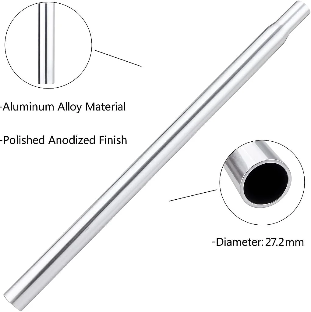 میله لوله زین دوچرخه فولادی 27.2 میلی‌متر – لوله زین دوچرخه کرومی سنگین برای دوچرخه‌های 14، 16، 18 و 20 اینچ – لوله زین بادوام و ضد زنگ با طول 30 سانتی‌متر