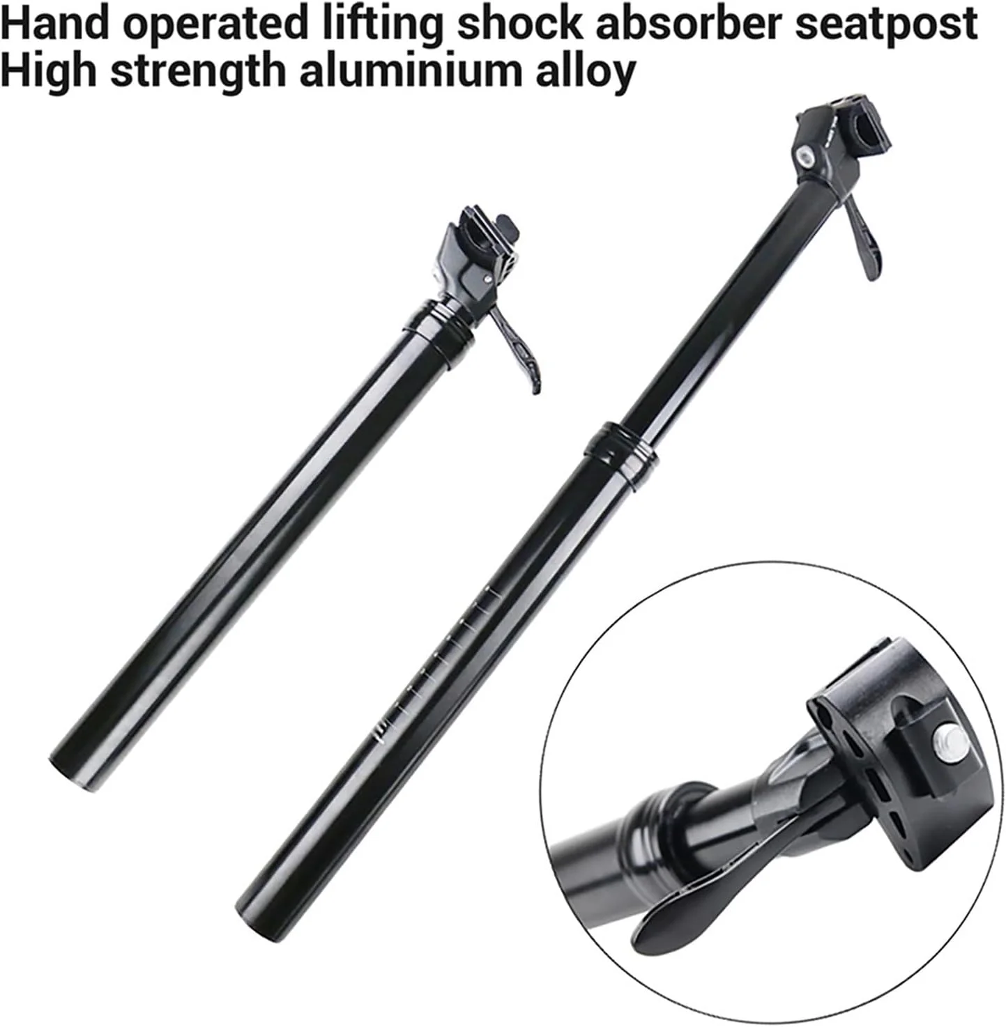 میله زین دوچرخه 31.6 میلی‌متری، میله زین کمک‌فنر آلومینیومی با کورس 125 میلی‌متر برای اکثر دوچرخه‌ها، ارائه کنترل دستی ساده برای بالا و پایین آوردن