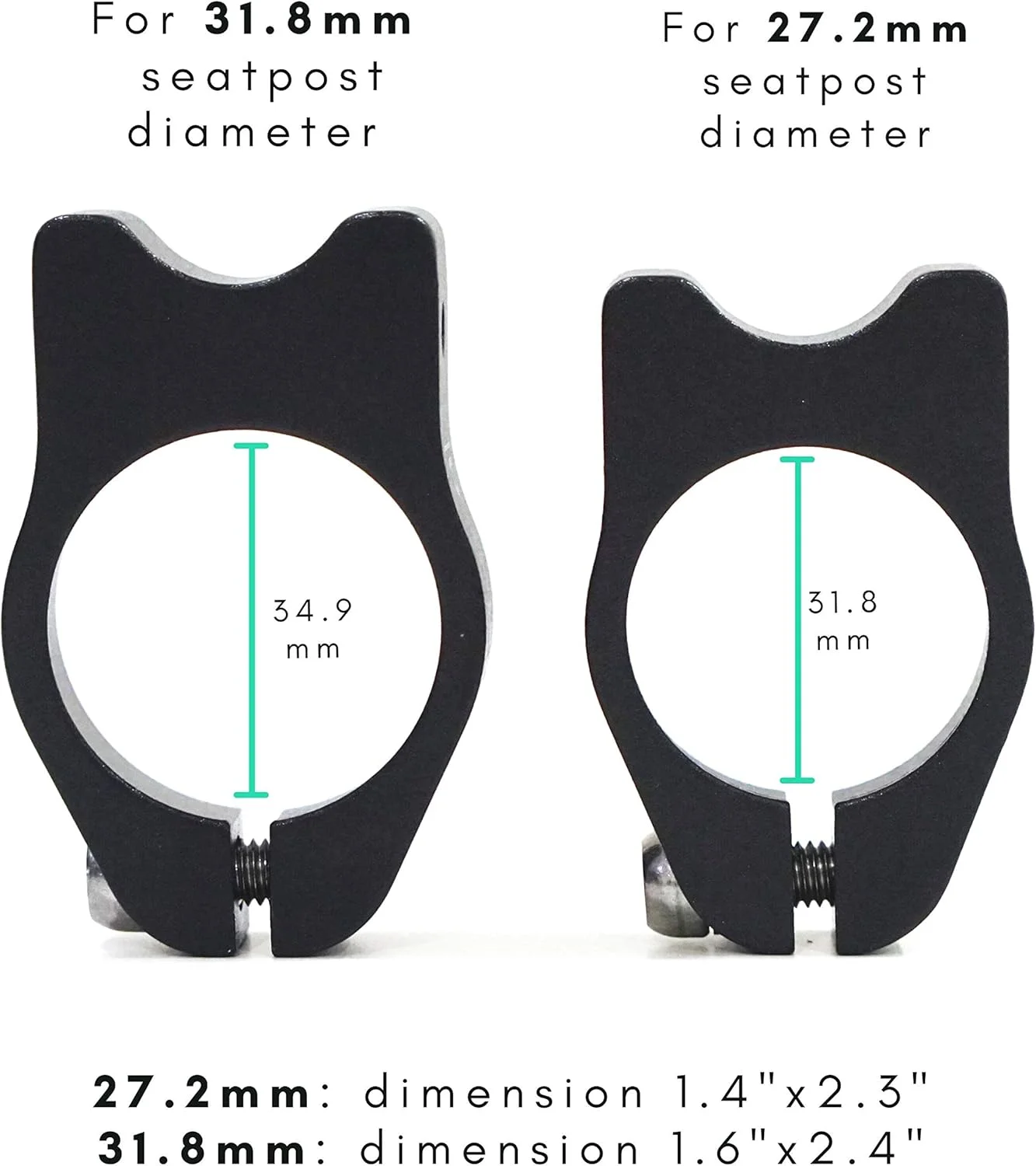 بست لوله زین نصب رک Vincita - مناسب برای دوچرخه بدون باربند عقب - مناسب برای قطر لوله زین 31.8 میلی متر (لوله زین 34.9 میلی متر) - سبک وزن - دوچرخه کوهستان، جاده، تاشو.