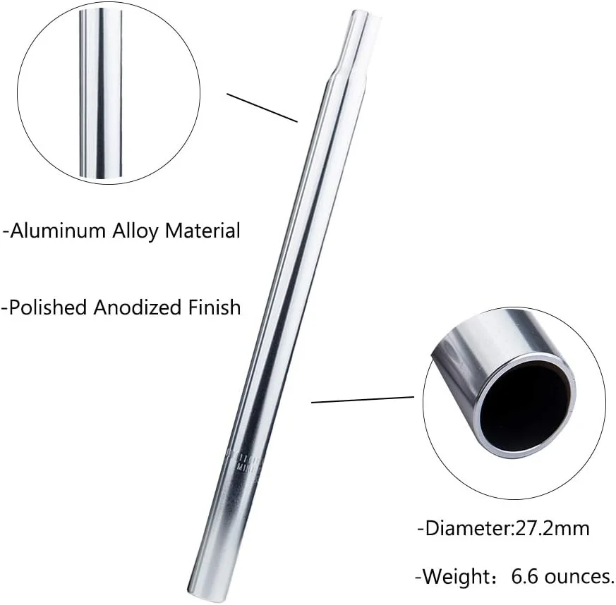 لوله زین دوچرخه زوکا آلیاژ آلومینیوم 25.4/27.2/28.6x350 میلی متر مشکی یا نقره ای