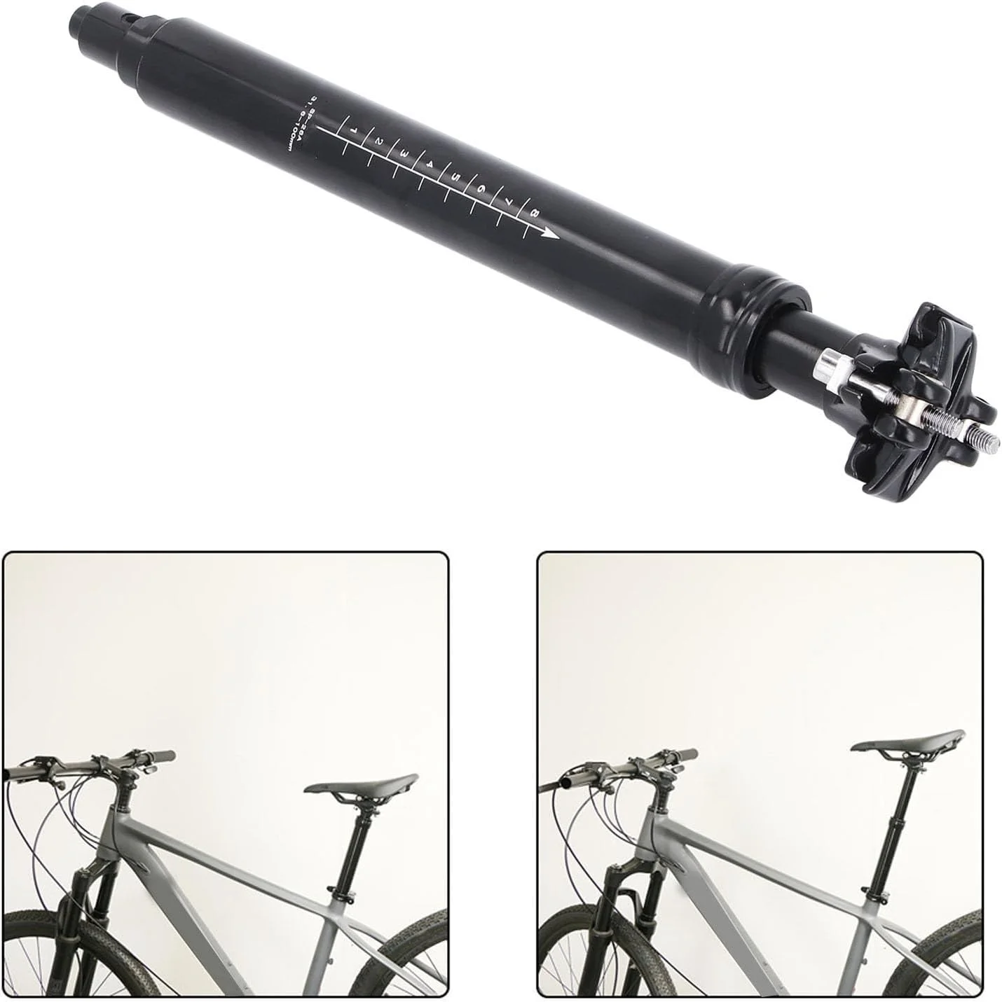 میله زین دوچرخه با قابلیت تنظیم ارتفاع، 31.6 میلی متر، 100 میلی متر جابجایی، مسیریابی داخلی، آلیاژ آلومینیوم، با فناوری هیدرولیک، برای دوچرخه های کوهستانی و جاده ای میله زین دوچرخه با قابلیت تنظیم ارتفاع، 31.6 میلی متر، 100 میلی متر جابجایی، مسیریابی داخلی، آلیاژ آلومینیوم، با فناوری هیدرولیک، برای دوچرخه های کوهستانی و جاده ای